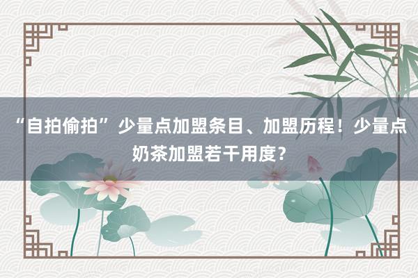 “自拍偷拍” 少量点加盟条目、加盟历程！少量点奶茶加盟若干用度？