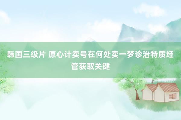 韩国三级片 原心计卖号在何处卖一梦诊治特质经管获取关键